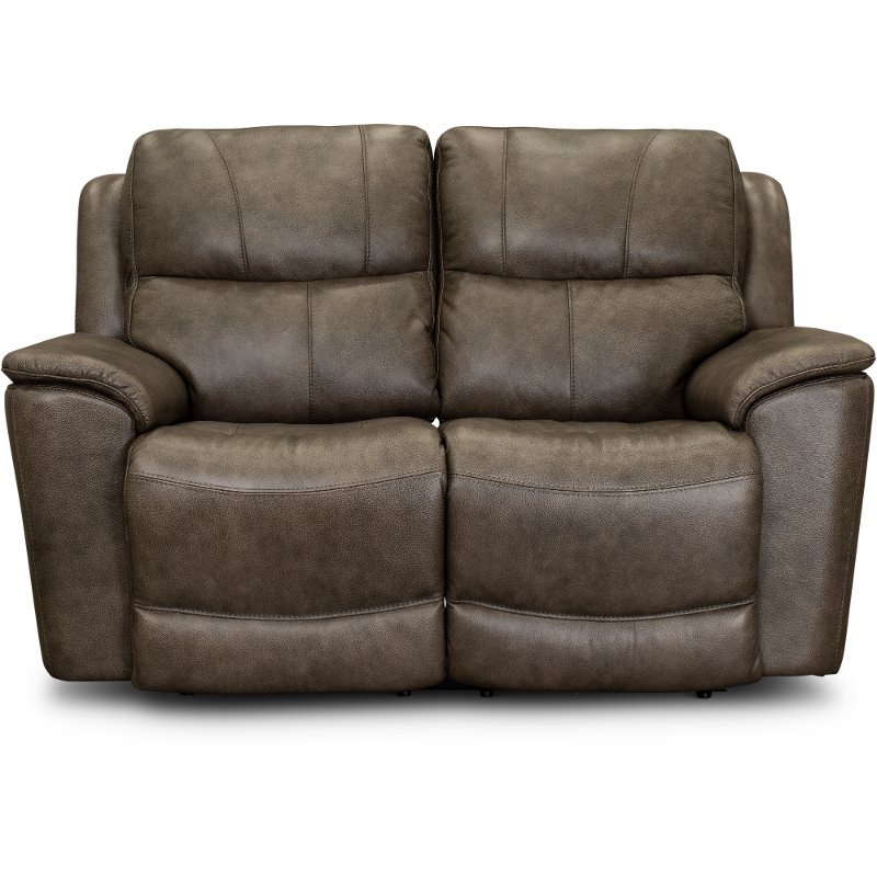 Sable Brown Leather-Match Power Reclining Loveseat - Cade