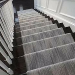 Chic chevron patterned wool carpet stair runner in 5 shades of grey by K.  Powers & Company.