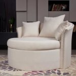 Lokatse Indoor Accent Upholstery Circular Round Shape Loveseat with  Cushions and Pillows (cream beige)