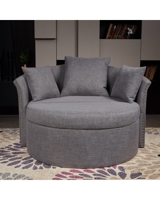 LOKATSE Indoor Circular Round Shape Upholstery Loveseat with Cushions and  Pillows