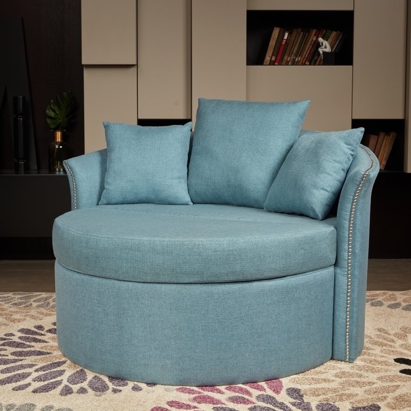 LOKATSE Indoor Accent Upholstery Circular Round Shape Loveseat with  Cushions and Pillows