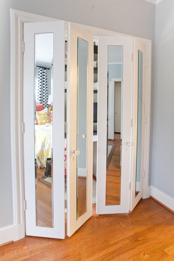 Mirror closet door deck midcentury with mirrored closet doors