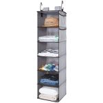 Traveller Location: StorageWorks Closet Hanging Organizer, 2 Ways Dorm Closet  Organizers with Thickened Board, Gray, 6 Shelves, Side Pockets, 12x12x42  inches: Home