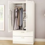 White Armoire Bedroom Clothes Storage Wardrobe Cabinet with 2 Drawers -  Traveller Location