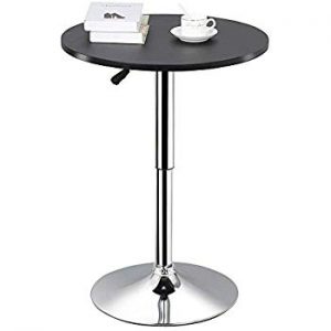 Topeakmart Round Pub Table Bar Height MDF Top Adjustable 360 Swivel Bar  Tables Tall Cocktail Tables