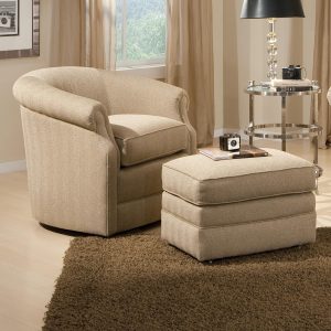 Barrel Swivel Chair and Ottoman with Casters