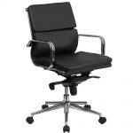 Mid-Back Black Leather Executive Swivel Office Chair with Synchro-Tilt  Mechanism