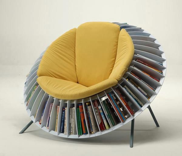 Sunflower Chair, An Ingenious Chair With Integrated Bookcase