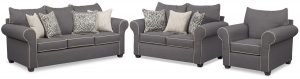 Carla Sofa, Loveseat, and Chair Set - Gray