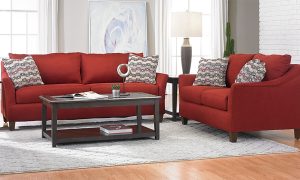 Jericho Cardinal Red 2-Piece Flare Arm Sofa & Loveseat Set with Throw  Pillows in