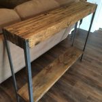 Rustic metal leg sofa table