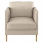 Cream leather armchair, wooden legs