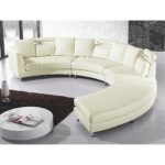 Curved Sectional Sofa - Cream (Ivory) Leather Rotunde