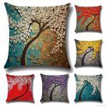 New Flower Printed Cushion Covers 3D Soft Linen Pillow Cases Creative Tree  Pattern Cover Decorative Pillows Patio Cushions On Sale Outdoor Chaise  Cushions