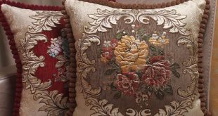 CURCYA Chenille Fabric Jacquard Embroidered Cushion Covers Royal Elegant  Classic Floral Home Decorative Luxury Pillow Cover
