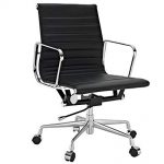 Amazon.com: Ribbed Mid Back Office Chair in Black Genuine Leather