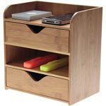 4 Tier Desk Organiser Stationery Box, Desk Tidy, Made of Natural Bamboo