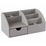 Osco Desk Organiser Grey Faux Leather - Desk Tidy - Desk Organisers &  Storage - Desk Accessories - Office Supplies