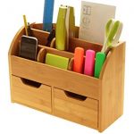 Desk Stationery Organiser Box (or Wall Mounted) Desk Tidy Made of Natural  Bamboo