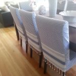 Blue and white chairs Covers may be made from Turkish Peshtemal Towel,  Pestemal Towel, DII Peshtemal, Fanta, Hammam