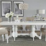 Chatsworth White Extending Dining Table with 6 Bewley Oatmeal Chairs