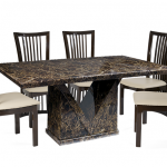 Mocha Marble Dining Table with Reni Leather Chairs 4 or 6 Seater