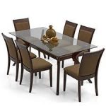 Image result for dining table designs in wood and glass indian 6 Seater Dining  Table,