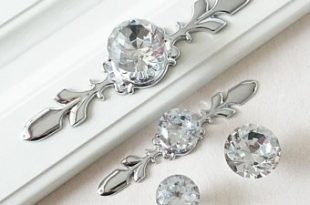 Drawer Knobs Handles / Glass Dresser Knob Crystal Silver Chrome Clear /  Cabinet Pulls Handle BackPlate Bling furniture hardware
