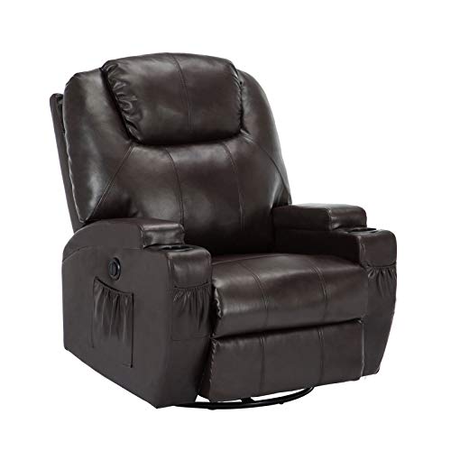 Uenjoy Massage Sofa Electric Massage Recliner Massage Chair with Heating  System & 360° Swivel Brown