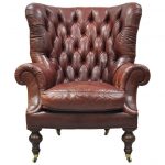 Oversized Lillian August Brown Tufted Leather English Chesterfield Wing  Chair For Sale at 1stdibs
