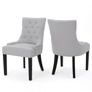 Noble House Hayden Light Grey Fabric Dining Chair (Set of 2)