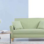 Divano Roma Furniture Modern 2 Tone Small Space Linen Fabric Loveseat  (Green)