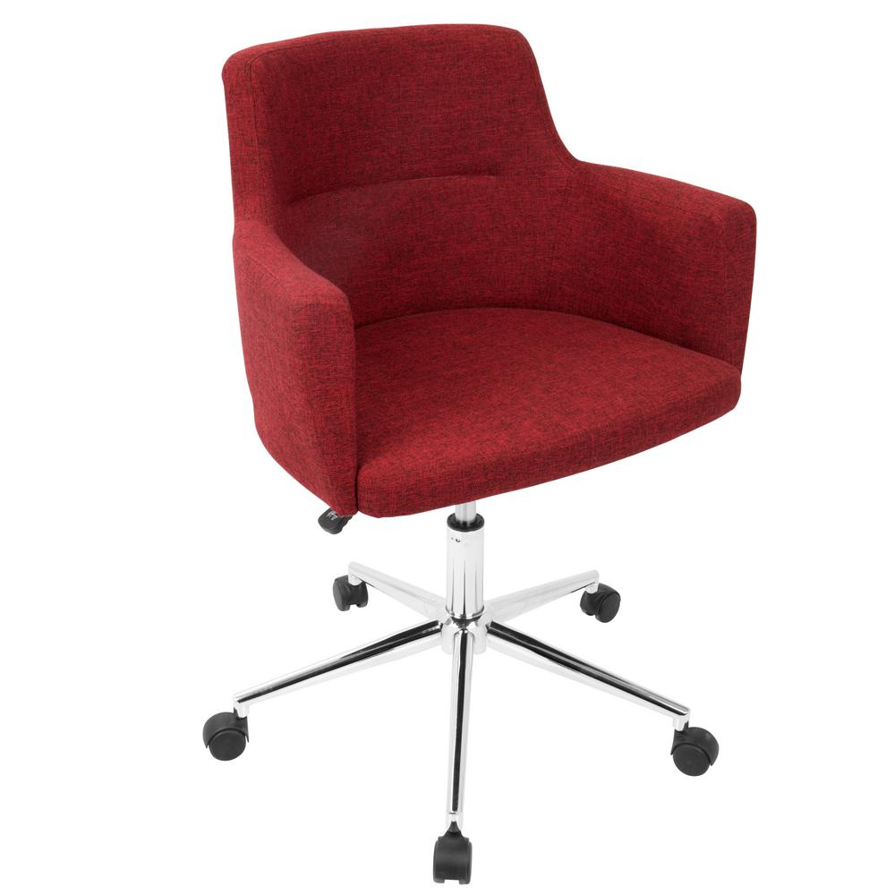 Lumisource Andrew Contemporary Adjustable Red Fabric Office Chair