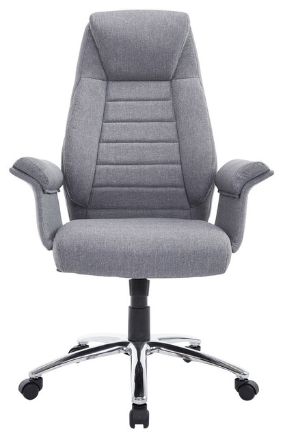 HomCom High Back Fabric Executive Office Chair, Light Gray