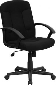 Flash Furniture Mid-Back Black Fabric Executive Swivel Chair with Nylon Arms