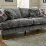 Sofology Maya grey fabric sofa with floral print cushions