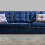 Contemporary Style Blue Fabric Sofa with Pillow Rolled Arm