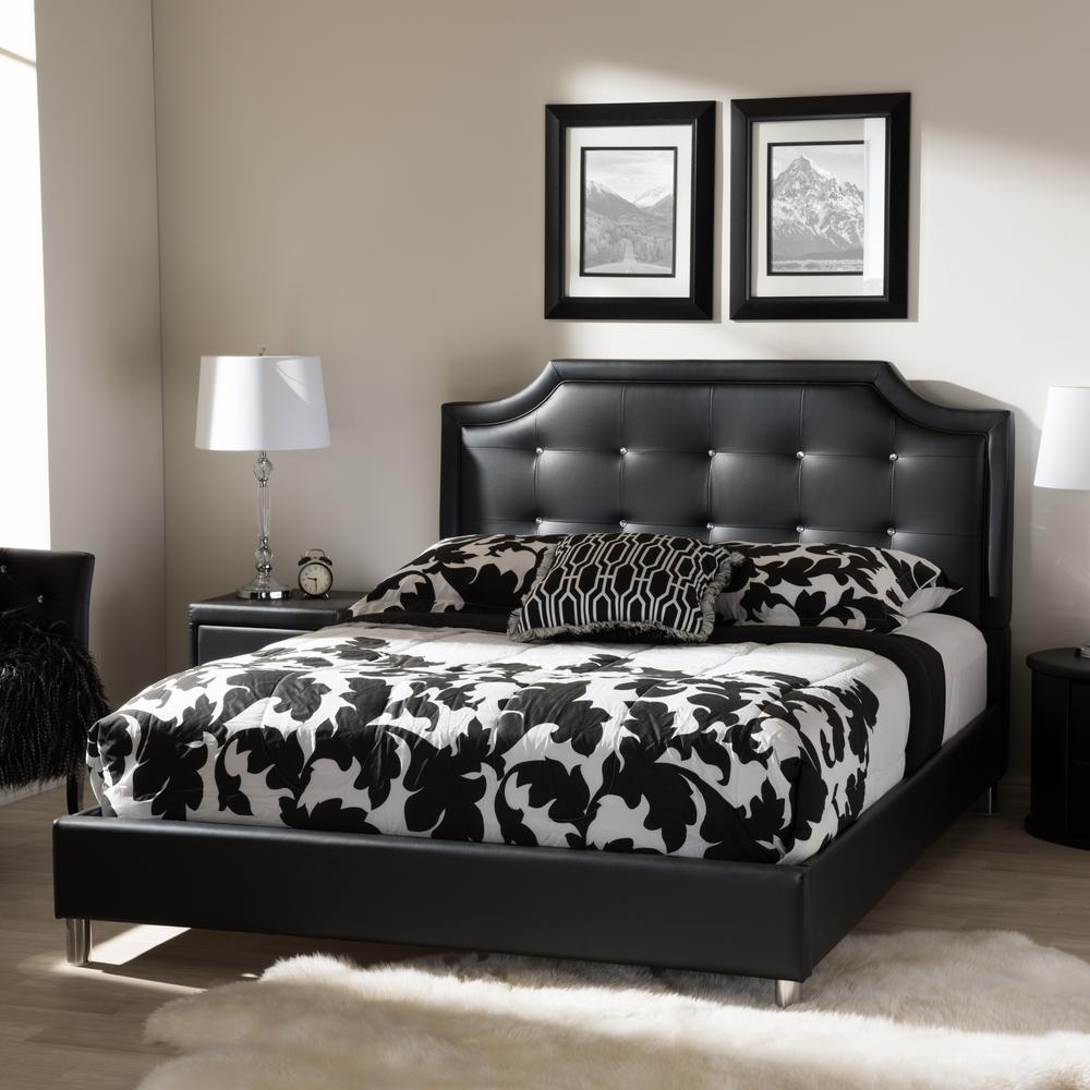Baxton Studio Carlotta Transitional Black Faux Leather Upholstered Full  Size Bed