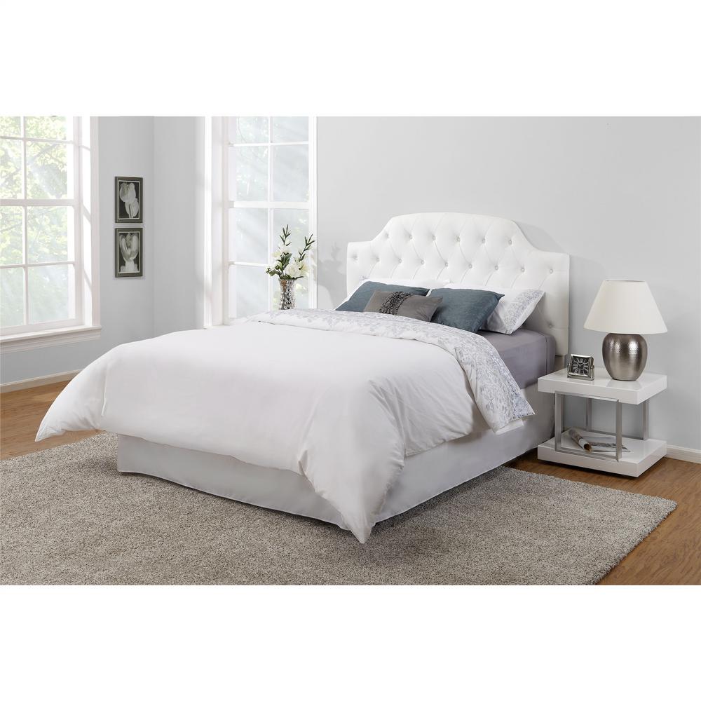 Dorel Living Lyric White Queen/Full Button Tufted Faux Leather Headboard-FA6126FQ  - The Home Depot