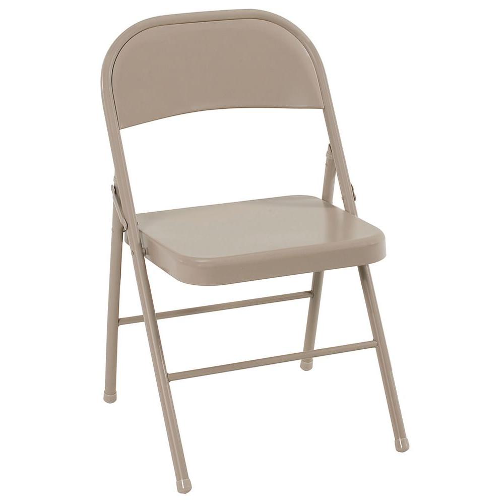 Cosco Antique Linen All Steel Folding Chairs (4-Pack)