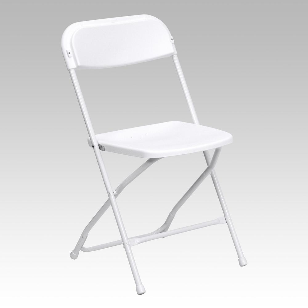 Flash Furniture Hercules Series 800 lb. Capacity Premium White Plastic Folding  Chair-LEL3WHITE - The Home Depot