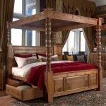 Solid Wood Four Poster Bed with Storage Drawers