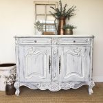 White French Country Farmhouse Sideboard Buffet – Antique Painted Furniture