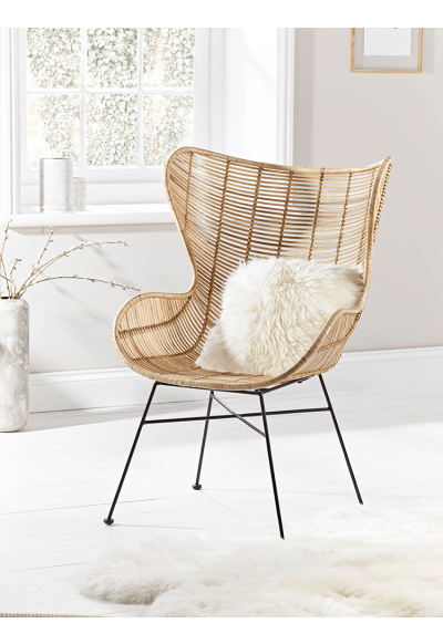 Flat Rattan Wing Chair - Furniture