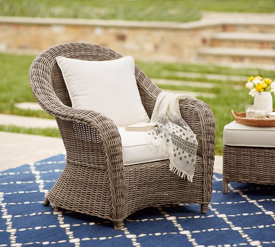 Torrey All-Weather Wicker Roll Arm Occasional Chair, Natural | Pottery Barn