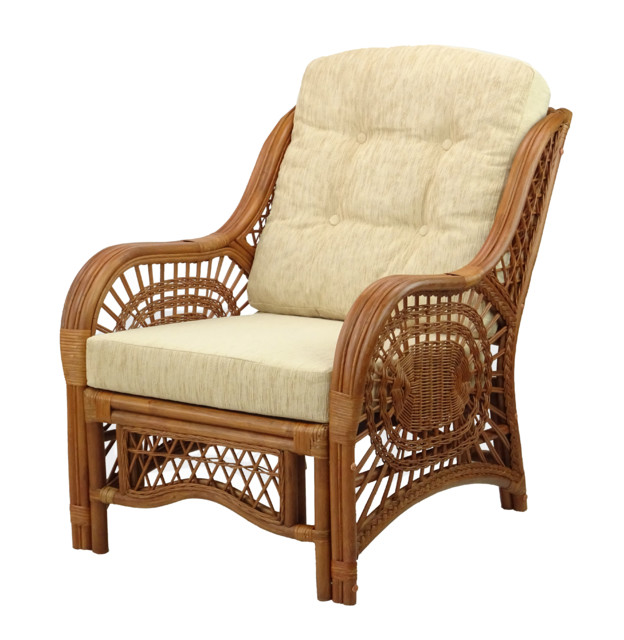 Malibu Lounge Armchair, Natural Rattan Wicker, Handmade - Tropical -  Armchairs And Accent Chairs - by RattanUSA