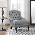 Tufted Accent Chair Traditional Design Living room Top Quality Light Gray  New