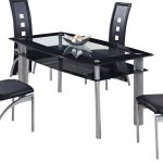 Global Furniture USA 1058DT Rectangular Black Glass Dining Table with Metal  Legs