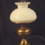 Vintage metal lamp with eagle milk glass lamp shade gwtw