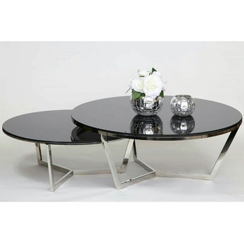 Import modern round glass coffee tables teapoy table price